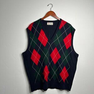 Pringle vintage argyle sweater vest knitwear 100% wool made in Scotland